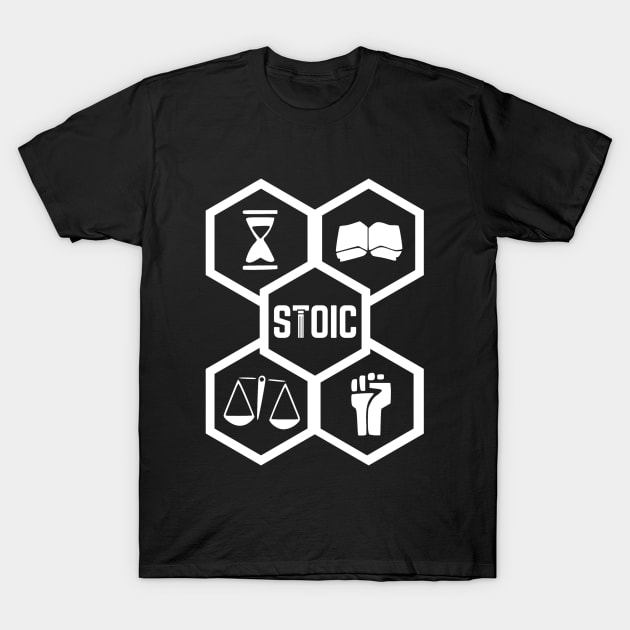 The 4 Stoic Virtues (Crest) T-Shirt by Rules of the mind